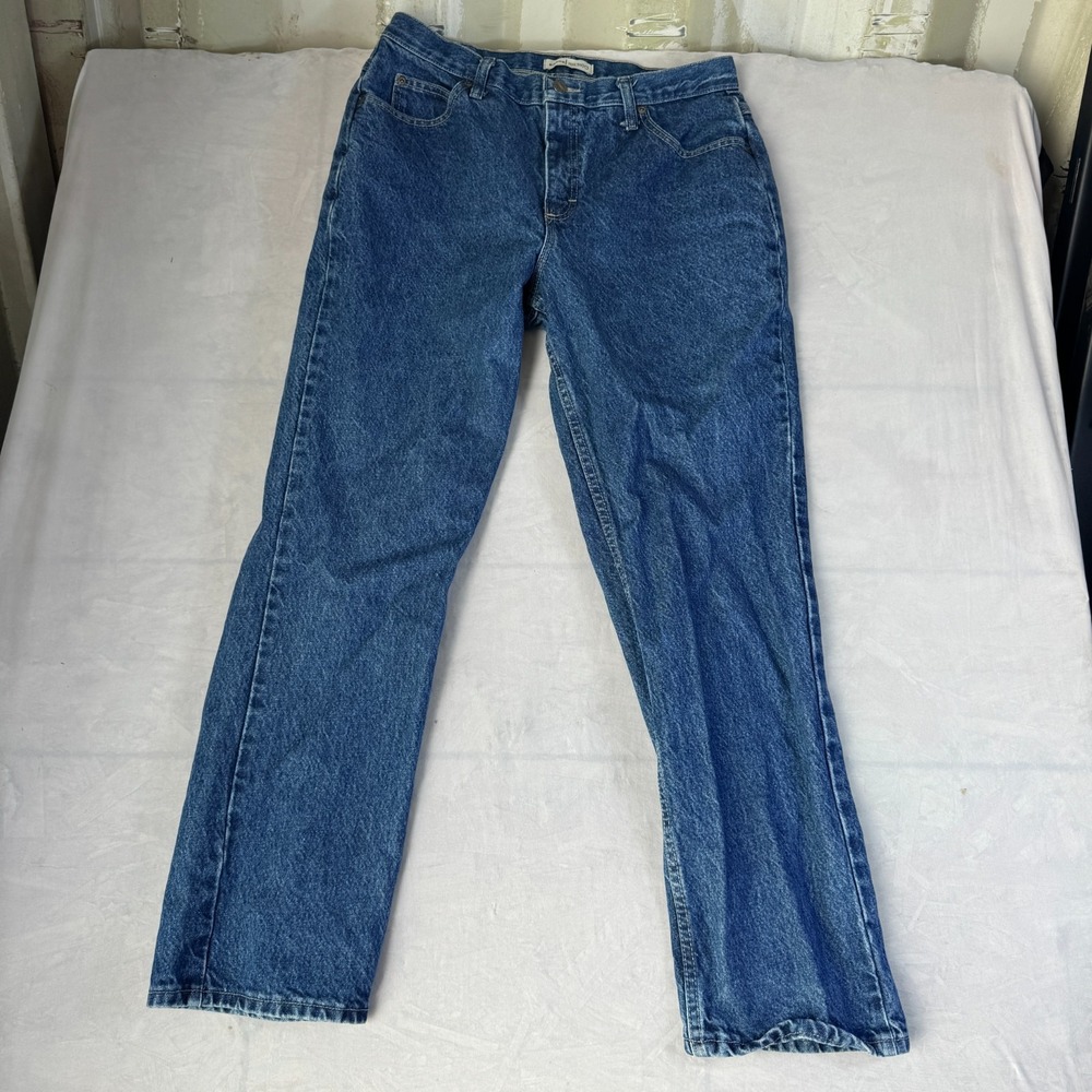 Rider Straight Jeans Womens 12M Blue Denim Cotton 5 -Pockets Stonewash Relaxed